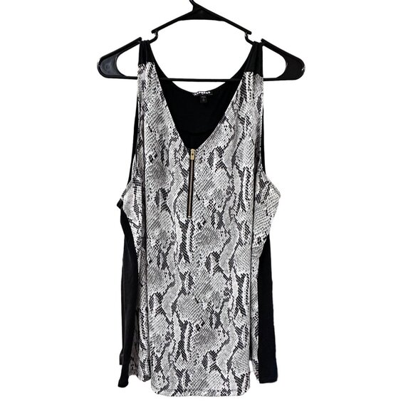 🍒 2/$20 🍒 Express Snakeskin Women's Tank with Zip Front Sheer sz XL - Picture 1 of 7